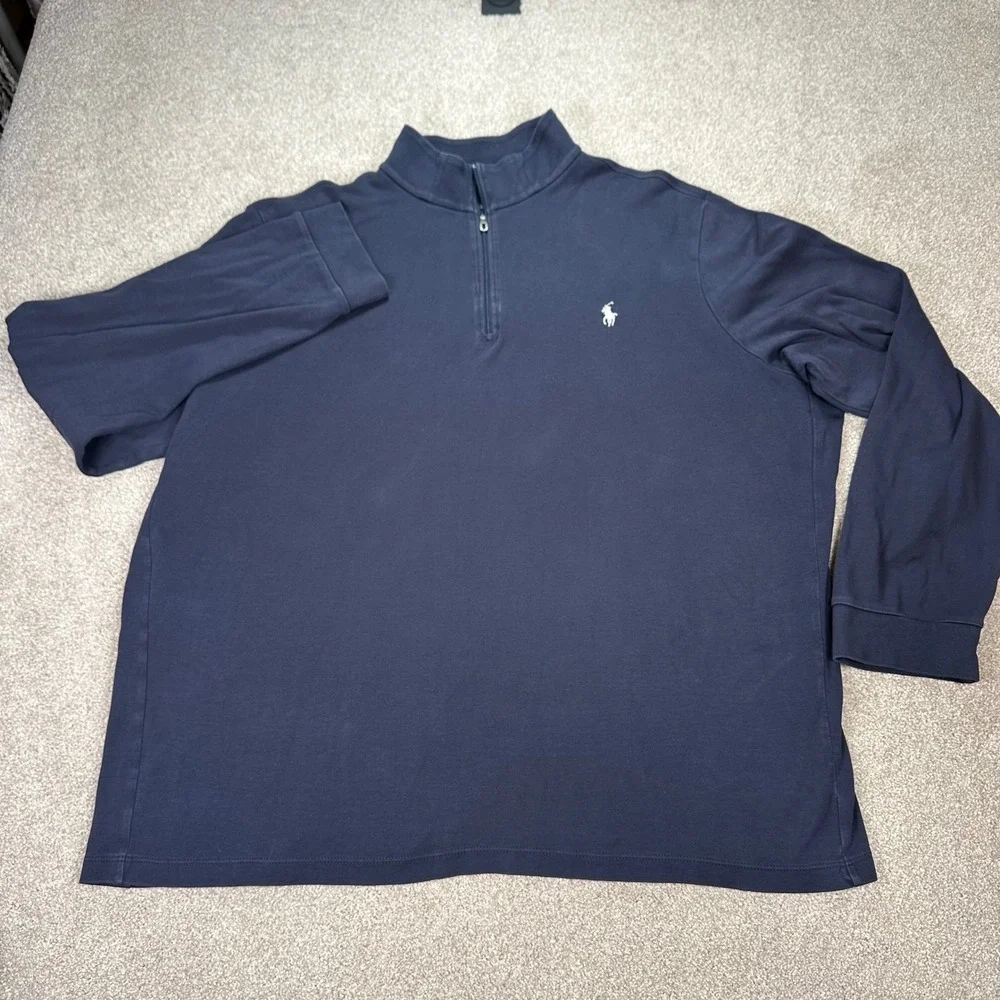 Polo by Ralph Lauren Men's XXL Pullover‎ Quarter Zip Long Sleeve Navy Blue Shirt